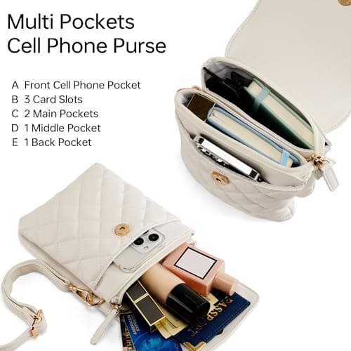Goinsound Small Purses for Women Crossbody Phone Purse Cell Phone Crossbody Bag with RFID Blocking Credit Card Slots White - Thumbnail 4