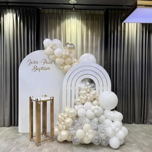 60Pcs Pearl White Balloons, 12Inch Double Stuffed Pearl White Clear Balloons for Baby Shower Wedding Bridal Shower Engagement Anniversary Baptism Birthday Party Decorations - Thumbnail 5