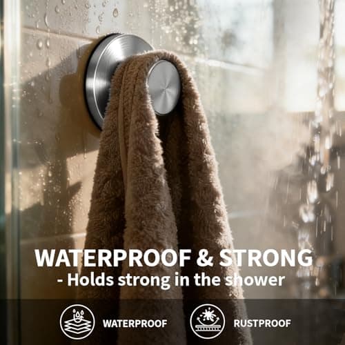 2026 Upgraded Drill-Free Suction Cup Hooks, Stainless Steel Suction Cup Hooks for Shower, Mirror, Wall, Bathroom, Glass, Hanging Towels - 4 Pack - Thumbnail 5