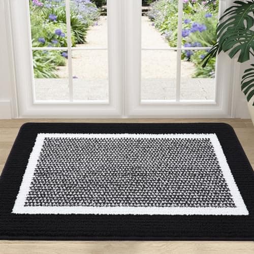Colorxy Indoor Door Mat, Non-Slip Absorbent Resist Dirt Entrance Mat, Sturdy Low-Profile Inside Floor Mats, Washable Front Entry Doormats for Entryway, 36''x24'', Black