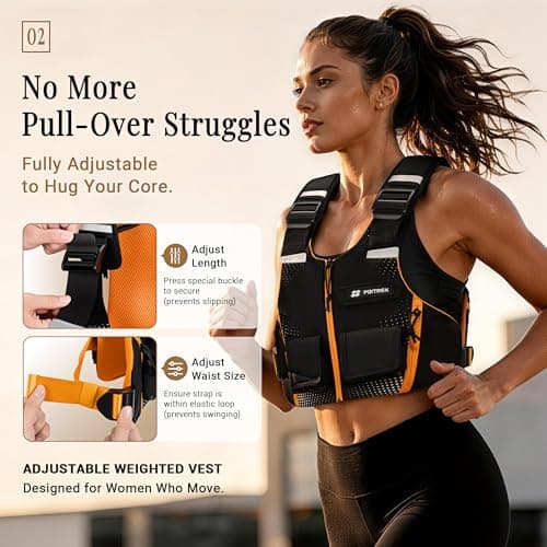 POITREX Fitness Equipment - Adjustable Weighted Vest, Workout for Walking, Running, Rucking, Strength Training & Cardio, Reflective Slim Fit for Women & Men, Home Gym Exercise Gift - Thumbnail 2