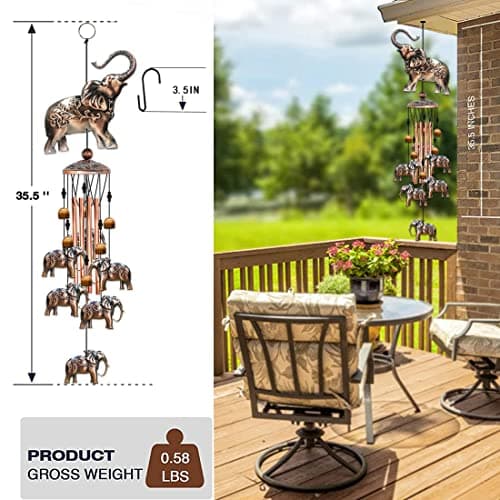 Wind Chimes for Outside,Elephant Gifts for Women, Elephants Decor,Birthday Gift for Mom Grandma, Windchimes Clearance Outdoor,Garden Patio Yard Decorations - Thumbnail 6