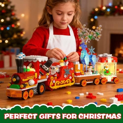 Christmas Train Building Block Set-1461PCS Surprise Christmas Countdown Toys with LED Light Collectible Holiday Block Sets Thanksgiving Xmas Gifts Home Decor for Boys Girls and Adults - Thumbnail 2