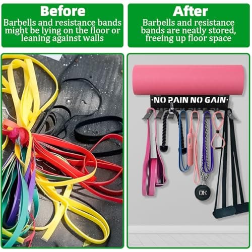 Multi-Purpose Gym Equipment Storage Rack Fitness Accessories Heavy Duty Hanger Yoga mat Holder Exercise Tools Hook for Resistance Bands Jump Ropes Weight Belts Hula Hoop Home Foam Rollers - Thumbnail 6