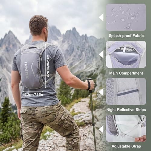 KUYOU Running Vest for Women & Men, Lightweight Hydration Backpack with 2L Water Bladder, Water Backpack for Trail Running, Hiking, Cycling & Marathon - Thumbnail 2