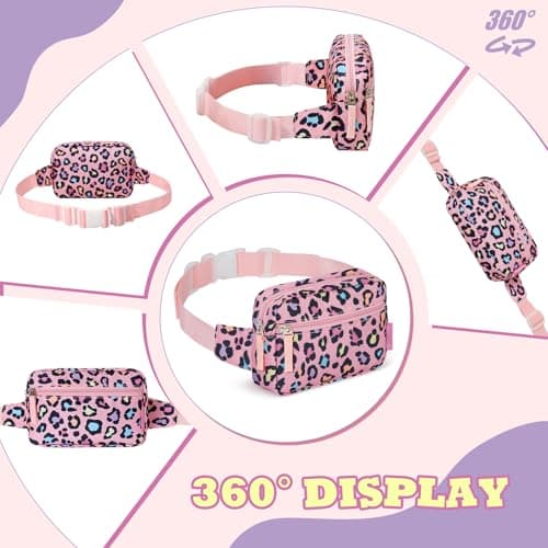 WOOMADA Fanny Pack, Crossbody Bag Waist Bag with Adjustable Waistband, Cute Belt Bag for Gifts(Pink Leopard) - Thumbnail 4