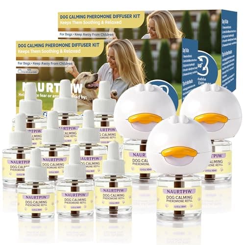 Dog Calming Diffuser – 1-Year Supply, Dual-Pheromone 15 Pack (3 Plug-in + 12 Refills) | Calming Pheromones Diffuser Kit for Anxiety, Barking, Chewing, Aggression, Indoor Urination & Separation Anxiety