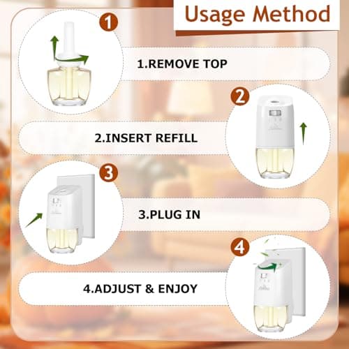 Plug In Air Freshener Refills 12 Pack – Spruce, Caramel, Espresso & Raspberry Cinnamon Scents – Adjustable Fragrance for Home & Bathrooms – Compatible with Air Wick & Glade, Not Include Glade Plus - Thumbnail 6