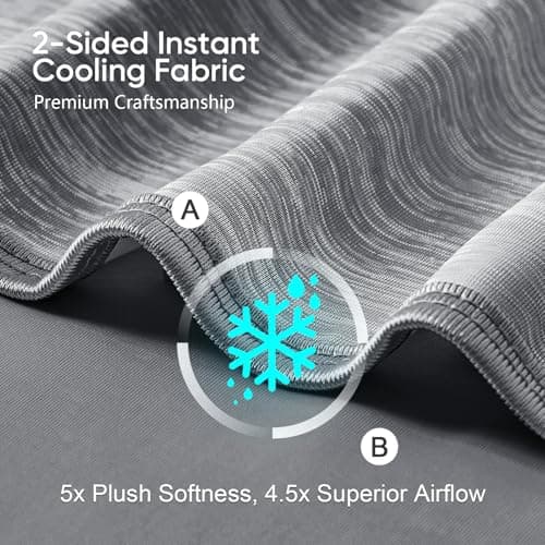 KMUSET Cooling Blanket Throw (50"x60"), Double Sided Summer Cooling Blankets for Hot Sleepers & Night Sweats, Cool Soft Lightweight Blanket for Beach, Sofa Bed Couch, Gifts for Women Men Light Grey - Thumbnail 3