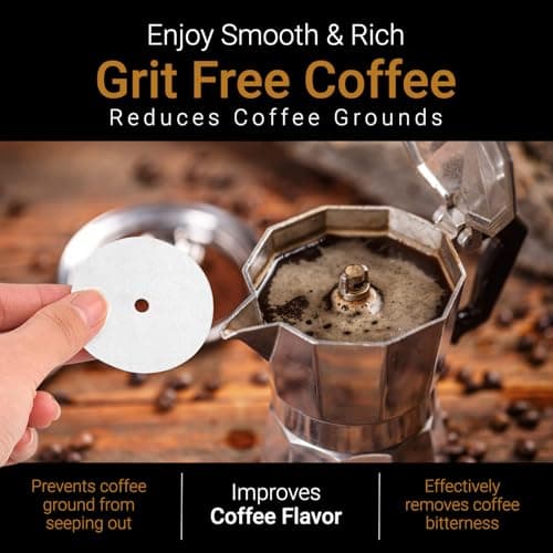 Tupkee 3.5" Percolator Coffee Filters – Flat Disc Round Coffee Filters with Center Hole - 400 Count | Fits All Percolator Coffee Pots - White, Chlorine-Free - Made in the USA - Thumbnail 6