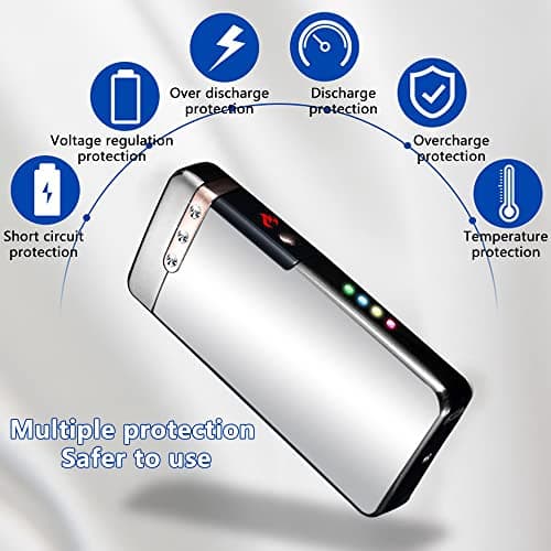 Electric Lighter Rechargeable, RSBYE USB Lighter with LED Battery Indicator Plasma Flame Lighters Windproof Great for Candles, Camping, and Home (Ice Silver) - Thumbnail 5
