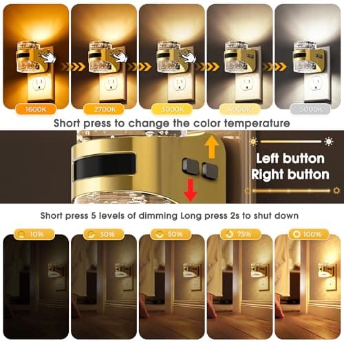 L LOHAS LED Motion Sensor Night Light,5CCT Color Temperature Change Night-Light,Dimmable Night Lights Plug into Wall, Acrylic Bubble Nightlight with Dusk to Dawn Sensor for Bathroom Hallway - Thumbnail 4