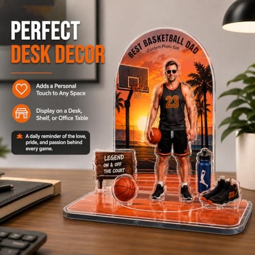 Personalized Acrylic Plaque with Photo, Custom Father’s Day Gift for Dad, First Father’s Day Keepsake, Personalized Acrylic Stand for Dad Husband Grandpa (Basketball) - Thumbnail 4