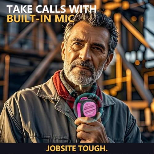 Wearable Bluetooth Speaker,Clip on Wireless Jobsite Water-Resistant Portable Speaker, Built in Mic for Hands-Free/Call, Suitable for Indoor & Outdoor Use (Update Version Burgundy) - Thumbnail 6