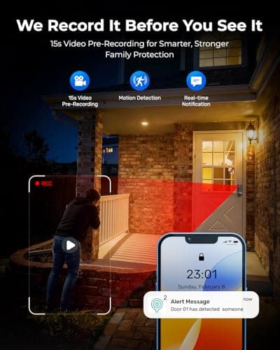 Fingerprint Smart Door Lock, ANYBELL Keyless Entry Door Lock with Camera, Built-in Wi-Fi Deadbolt for Front Door, Auto Lock, Cloudege App Control, Night Vision & Two-Way Audio, Home Security - Thumbnail 5