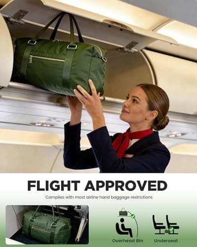 Amechi Weekender Bags for Women with Wet Pocket, 37L Waterproof Travel Duffel Bags with 7" Wide Trolley Sleeve, Carry On Bag for Travel, Gym Bag, Hospital Bag for Labor and Delivery, Dark Green - Thumbnail 2