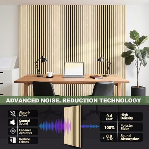 Acoustic Wall Panels, 2 Pack Wood Slat Wall Panel, Soundproof Wall Panels, 3D Textured Wall Decor for Ceiling and Wall, 47.2" x 23.6", in Oak Finish - Thumbnail 4
