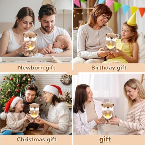FATIRO Breathing Stuffed Animal Otter Plush, Soothe Snuggle Otter Plush with Soft Light & Music, Interactive Realistic Belly Motion Gentle Snoring Breathing for Anxiety Adults and Kids - Thumbnail 5