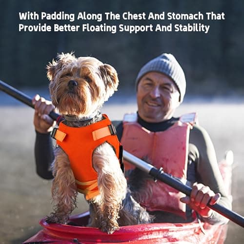 Dogcheer Dog Life Jacket with Double Rescue Handle, Reflective Dog Life Vest for Swimming Boating, Adjustable Pet Swim Vest Dog Flotation Device DFD for Small Medium Large Dogs - Orange L - Thumbnail 4