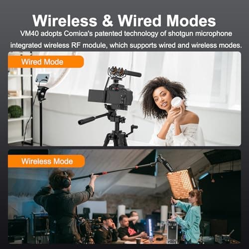 COMICA VM40 Shotgun Microphone – 48kHz/32-bit Float Recording, Wired & Wireless Modes, 32GB Onboard Storage – Compatible with Canon, Nikon, Sony Cameras & Camcorders for YouTube, Interviews & Filming - Thumbnail 3
