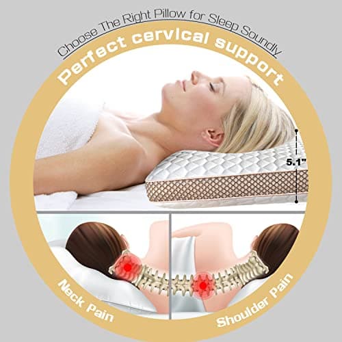 Sofslee Memory Foam Pillows Standard Size Set of 2, Medium Firm Pillow for Sleeping, Orthopedic Bed Pillow for Side, Back Sleepers, Ventilated Gel Foam Pillow with Washable Cover, 23.6" x 15.7"x 5.1" - Thumbnail 2