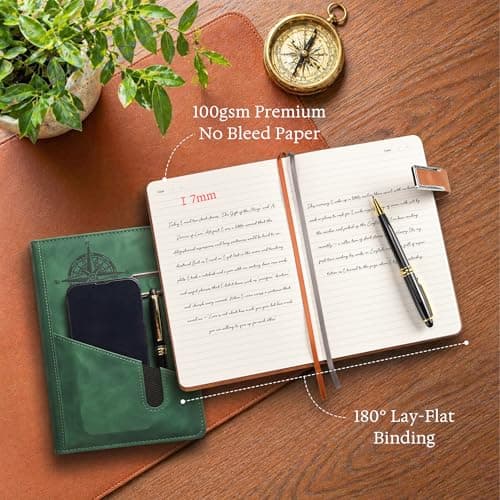 Lined Notebook Journal for Men Women, College Ruled Notebook, Hardcover Leather Journal with Pen & Gift Box, 256 Pages Thick Daily Diary, Professional Notebooks for Work, Travel, Executive, Writing,A5 - Thumbnail 5