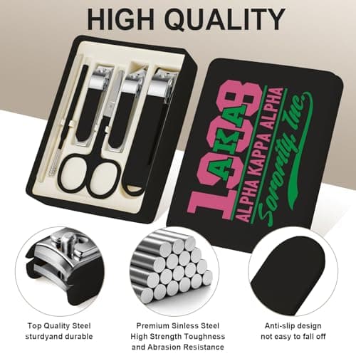 TTJHGYQO Nail Clippers and Beauty Tool Portable Set Nail Clipper Set Manicure Set 6 in 1 AKA Sorority Gifts Suitable for for Women Home, Workplace, Outdoor Travel,Etc. (AKA Black) - Thumbnail 3