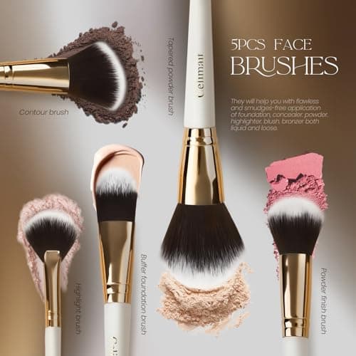 Makeup Brushes Set Professional & Beginner Friendly with Uniquely Designed Case, Soft Synthetic Bristles for Foundation Contour Blush Concealer Highlight Blending Eyeshadow, 12Pcs (Milky White) - Thumbnail 3