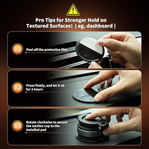 LENEZEN 2025 Upgraded Metal 360° Adjustable Vacuum Suction Cup Phone Mount [98LB Suction], Magnetic Phone Holder for Car, Foldable Portable iPhone Holder Magsafe Car Mount - Thumbnail 3