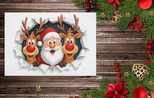 Carastora Santa Claus and Reindeer Holiday Doormat, Anti-Fatigue mat, Durable, Non-Slip Design, Suitable for Indoor and Outdoor use, Home Decoration, Housewarming Gift, Size: 20 x 31 inches - Thumbnail 2