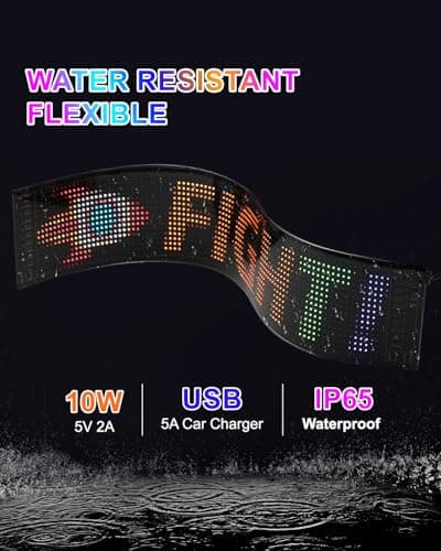 wooaismart Programmable LED Scrolling Sign - Full Color Display Board with Bluetooth APP Control - Custom Text & GIF Patterns - Perfect for Business Advertising & Car Displays (Full Color, 23" x 5") - Thumbnail 4
