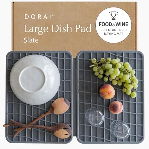 Dorai Home Dish Pad - Diatomaceous Earth Stone Drying Mat for Kitchen Counter - Quick Drying -Stone Dish Drying Mat for Kitchen - (24.6" x 16.5")