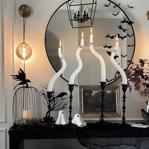 Halloween Decorations Indoor - 4 Pack Cute Ghost Taper Candles - Halloween Centerpieces for Tables - Twisted Candle Decoration for Mantel Table - Spooky Ghosts Candle Decor for Home Party Room - Thumbnail 5