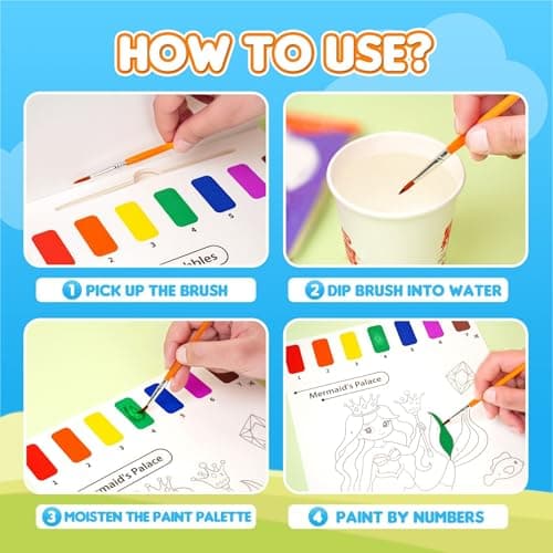YPLUS Paint with Water Books for Toddlers, Watercolor Painting Paper, Gift for Kids Ages 1-3, 2-4, 4-6, Art Craft Gift for Drawing with Brush - Sea - Thumbnail 2