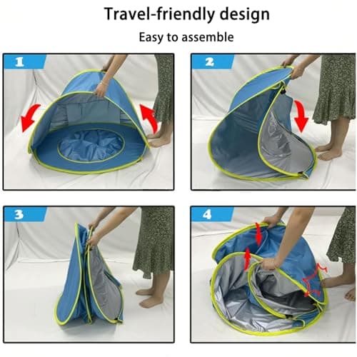 Baby Beach Tent with Pool, Pop Up Beach Tent Sun Shade for Infant Toddlers, Portable UV Protection Shade with Carry Bag for Outdoor Travel, Camping - Thumbnail 6