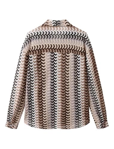 ZAFUL Womens Beach Cover Up Summer Lightweight Cardigans Crochet Boho Swimsuit Cover Up Long Sleeve Cardigans Beach Wear Brown L - Thumbnail 6