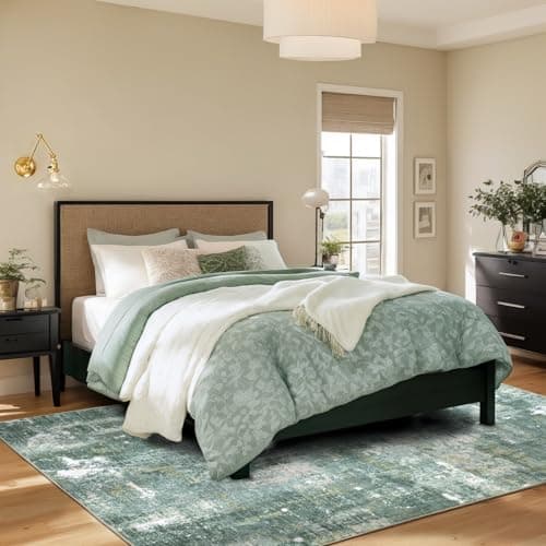 Dotiiorug Modern Abstract Washable Area Rug for Living Room,Low Pile 5x7 Non Slip Carpet Non-Shedding Area Rug Soft Indoor Stain Resistant Rug Sage Green - Thumbnail 3