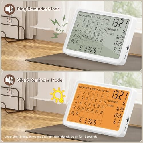 Zovoreminder Digital Calendar, Digital Desk Planner Schedule Reminder Clock with Day and Date, Chargeable 8 Inch Large Display (White, 8 inch) - Thumbnail 6