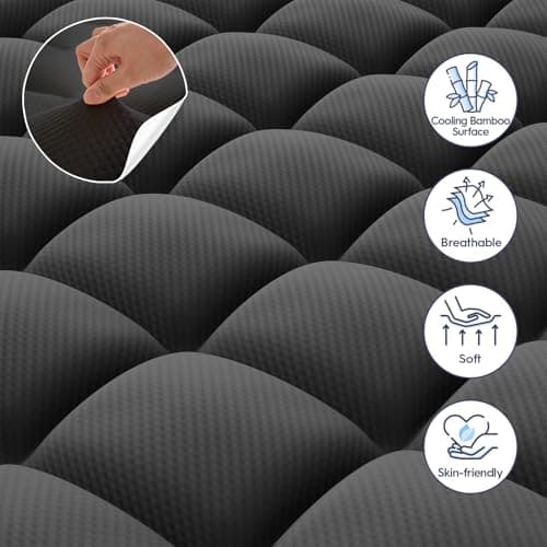 ELEMUSE Dual Layer 3 Inch Memory Foam Mattress Topper Twin, 2 Inch Cooling Gel Memory Foam Plus 1 Inch Down Alternative Pillowtop Mattress Pad with Cooling Cover, Soft Comfort Support, Black - Thumbnail 5