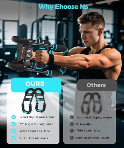 Twister Arm Trainer & Chest Workout Equipment with Digital Display - Auto Reps & Calorie Estimator, 40-120 lbs Home Gym Chest Exerciser for Men, Blue Pro - Thumbnail 6