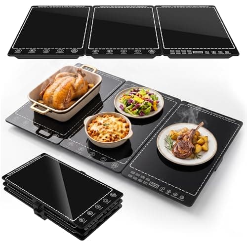 Electric Warming Tray, 3-in-1 Food Warmers for Parties Buffet with 10 Temp Settings and Timer, 25"x15" Glass Surface Warming Mat for Food, Modular Buffet Hot Plates for Catering and Gatherings - Image 1