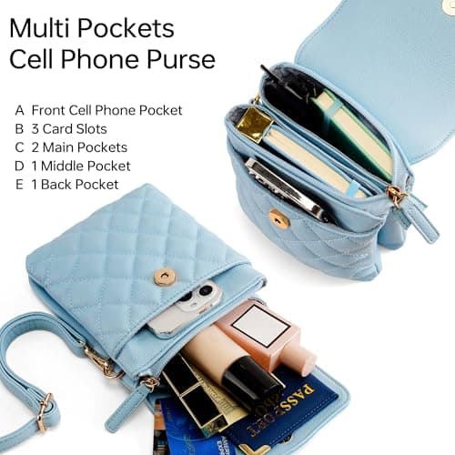 Goinsound RFID Crossbody Bags for Women Cell Phone Crossbody Bag with RFID Blocking Card Slots Light Blue - Thumbnail 4
