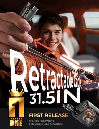 LISEN Retractable Car Charger, Gifts for Him Her, Car Adapter USB C Fast Charger, gifts for Mothers Day Travel Essentials kits Car Accessories for Men Women Gifts for iPhone 17 16 15 14 13 Samsung S26 - Thumbnail 3