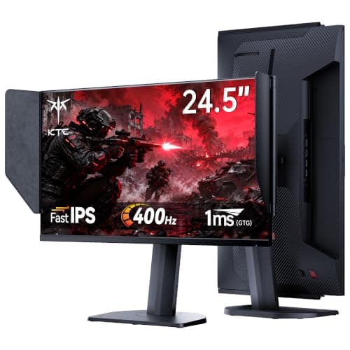 KTC 25M2 Pro 400Hz Gaming Monitor, 24.5 Inch 360Hz Gaming Monitor 1080P, Fast IPS, 1ms GTG, DAC, Adaptive Sync, Vertical Monitors w/Shielding Hood, HDMI DP, Tilt/Swivel/Pivot/Height Adjustment, VESA