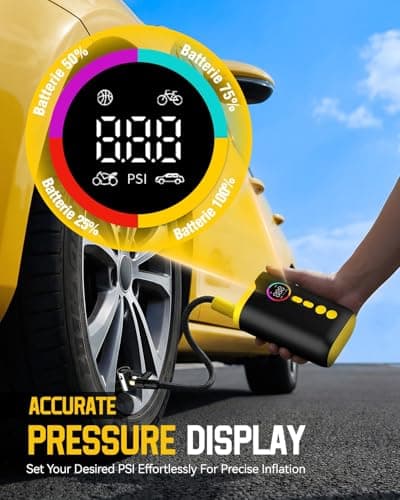 NEVERLAND Tire Inflator Portable Air Compressor - 150 PSI Electric Air Pump for Car Tires with Auto Shut, Cordless Tire Air Pump for Bicycle, Motorcycle, Bike Tire Pump with Gauge - Thumbnail 6