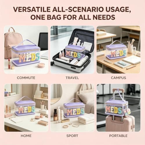 DegoCython Medicine travel bag, Waterproof Nylon PVC, Embroidered Mesh Compartment, Anti-Splash Clean Surface, clear travel bags for toiletries, Portable Med Medicine Holder, For Women Daily. - Thumbnail 6