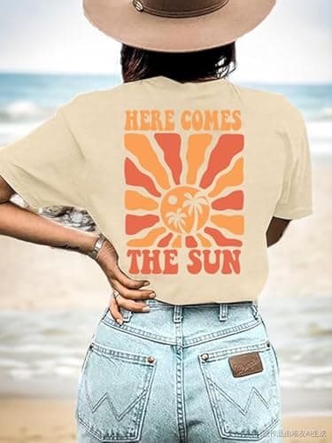 YHHR Womens Hawaiian Shirts Summer Casual Beach Sunshine Tropical T-Shirt Graphic Tees Short Sleeve Tops - Thumbnail 5