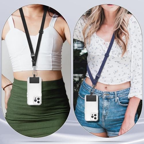 ROCONTRIP Phone Lanyard 2X Crossbody Cell Phone Strap with 2 Phone Patch Universal iPhone Lanyard Adjustable Shoulder Neck Strap for Women Men Travel Shopping Walking - Thumbnail 2