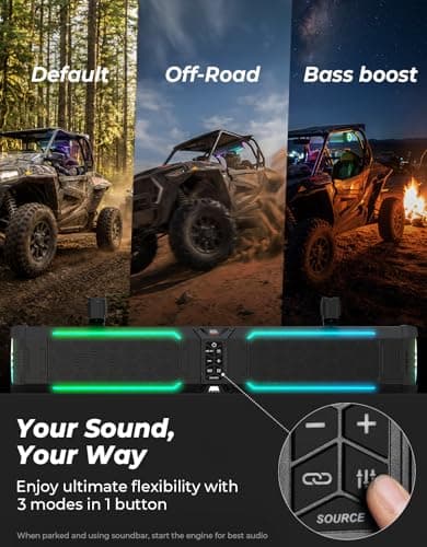 KEMIMOTO Midnight 80Gen2 31.5-inch 10-Speaker UTV Sound Bar, IP66 Water Resistant Golf Cart Sound Bar, ATV Speaker Bluetooth with RGB, SxS Soundbar Compatible with Polaris RZR Can-Am - Thumbnail 4