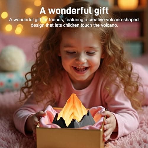 Yinken Night Light,Creative Volcano Night Light,Rechargeable Bedside Lamp with Timer,Cool Room Decoration for Kids Bedroom - Thumbnail 4